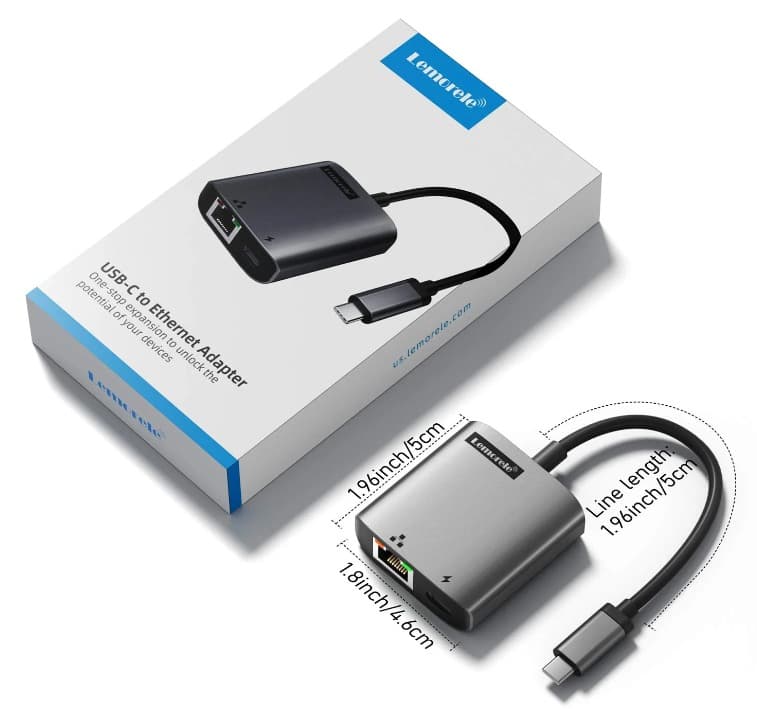 Lemorele USB-C to Gigabit Ethernet Adapter | PD 3.0 Charging, image 3 of 4
