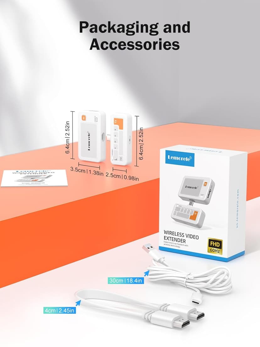 Lemorele P400 Wireless HDMI Transmitter & Receiver – 400ft Range & Ultra-Low Latency