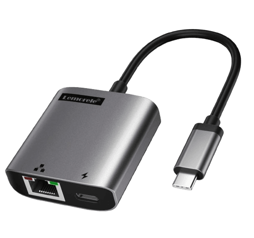 Lemorele USB-C to RJ45 Gigabit Ethernet LAN Network Adapter with PD 3.0 (USB-C to Ethernet Adapter with Charging), image 1 of 4