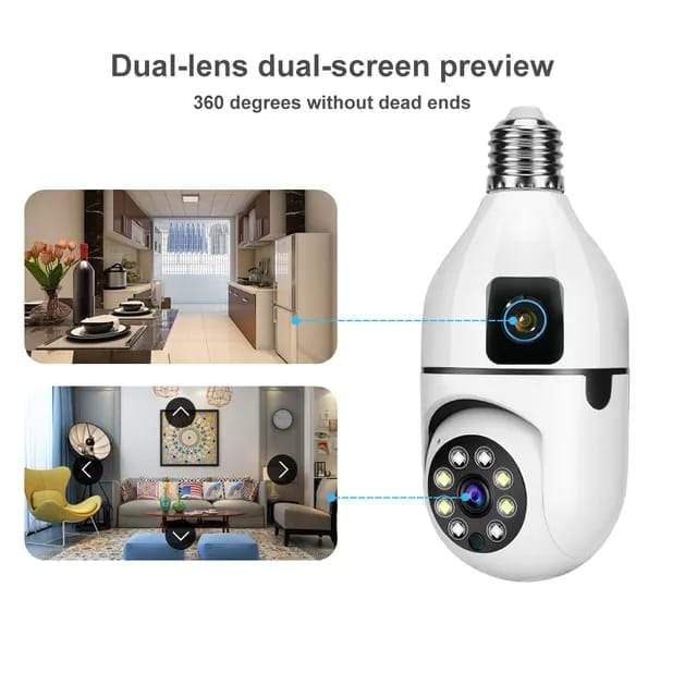 EQ-1 2.0MP Dual Lens PTZ Bulb Security Camera – Smart HD WiFi CCTV (Pre-Owned), image 1 of 3